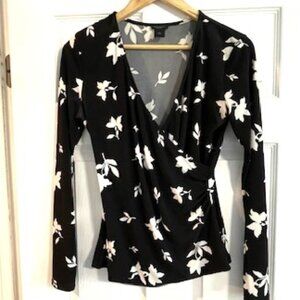 Ann Taylor Factory Long-Sleeved Black and White Top, Small